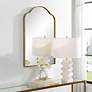 4_Sidney Plated Brushed Brass 20" x 30" Arch Wall Mirror more views