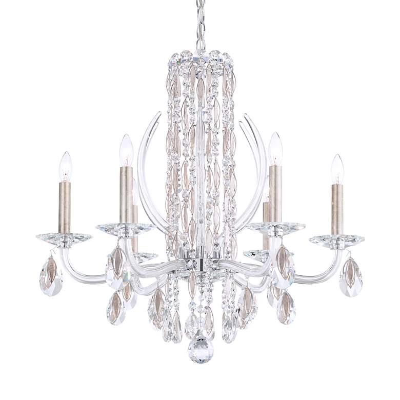 Image 2 Siena 23.5"H x 24.5"W 6-Light Crystal Chandelier in Antique Silve