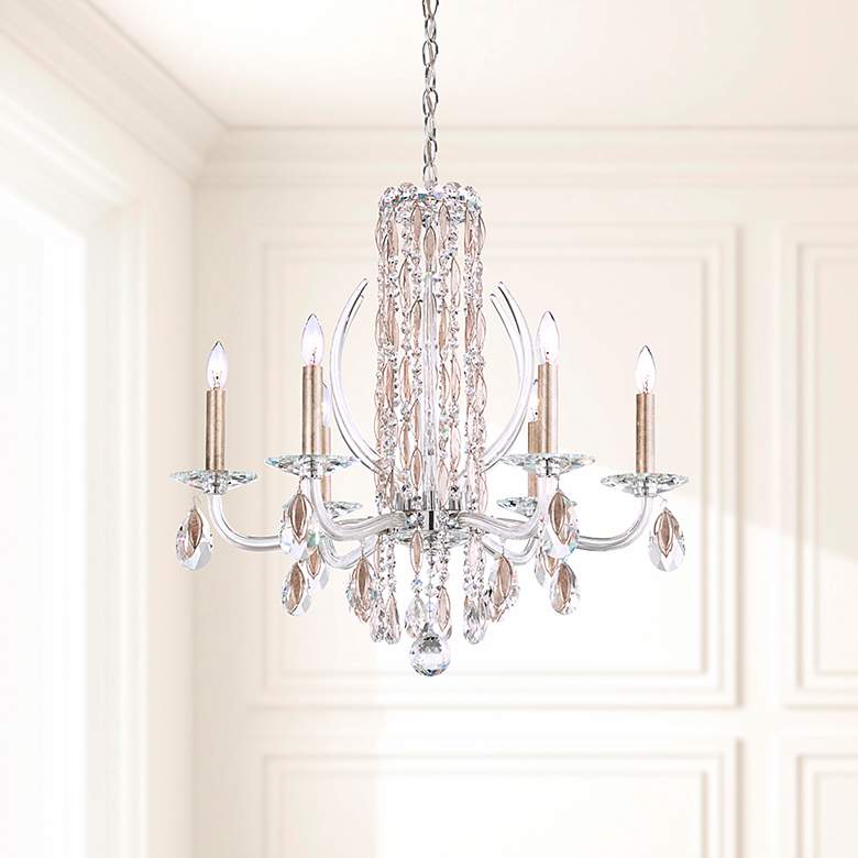Image 1 Siena 23.5"H x 24.5"W 6-Light Crystal Chandelier in Antique Silve