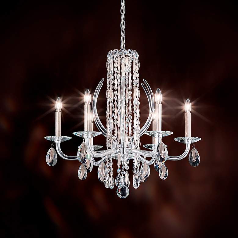 Image 4 Siena 23.5"H x 24.5"W 6-Light Crystal Chandelier in Antique Silve more views