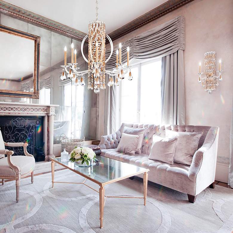 Image 7 Siena 23.5"H x 24.5"W 6-Light Crystal Chandelier in Antique Silve more views