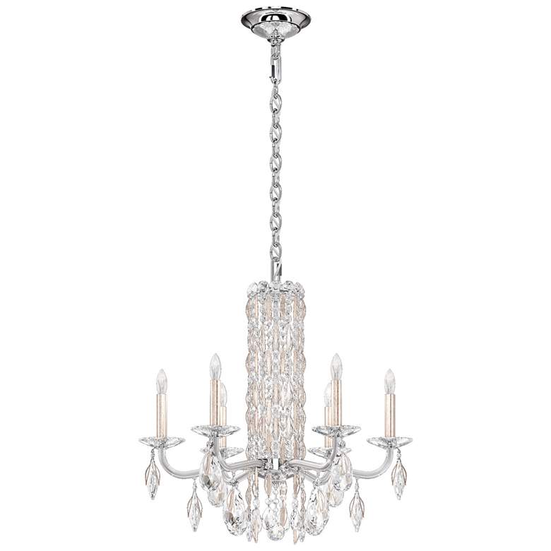 Image 1 Siena 23.5"H x 24.5"W 6-Light Crystal Chandelier in Antique Silve