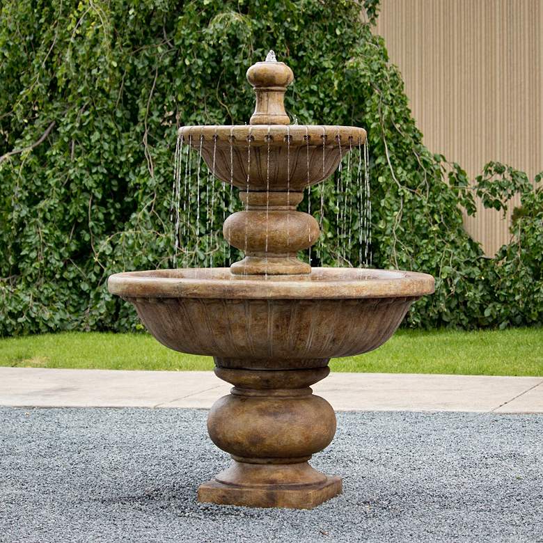 Image 1 Siena Cascade 67" High Relic Lava 2-Tier Spill Style Outdoor Fountain
