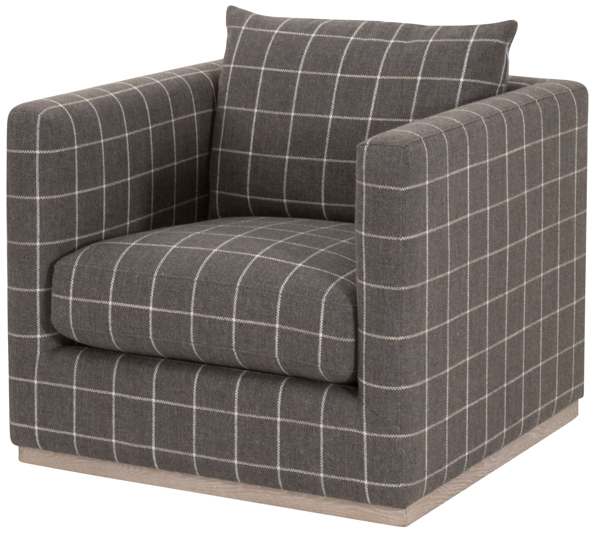 Image 2 Siena Plinth Base Swivel Club Chair, Performance Windowpane Steel more views