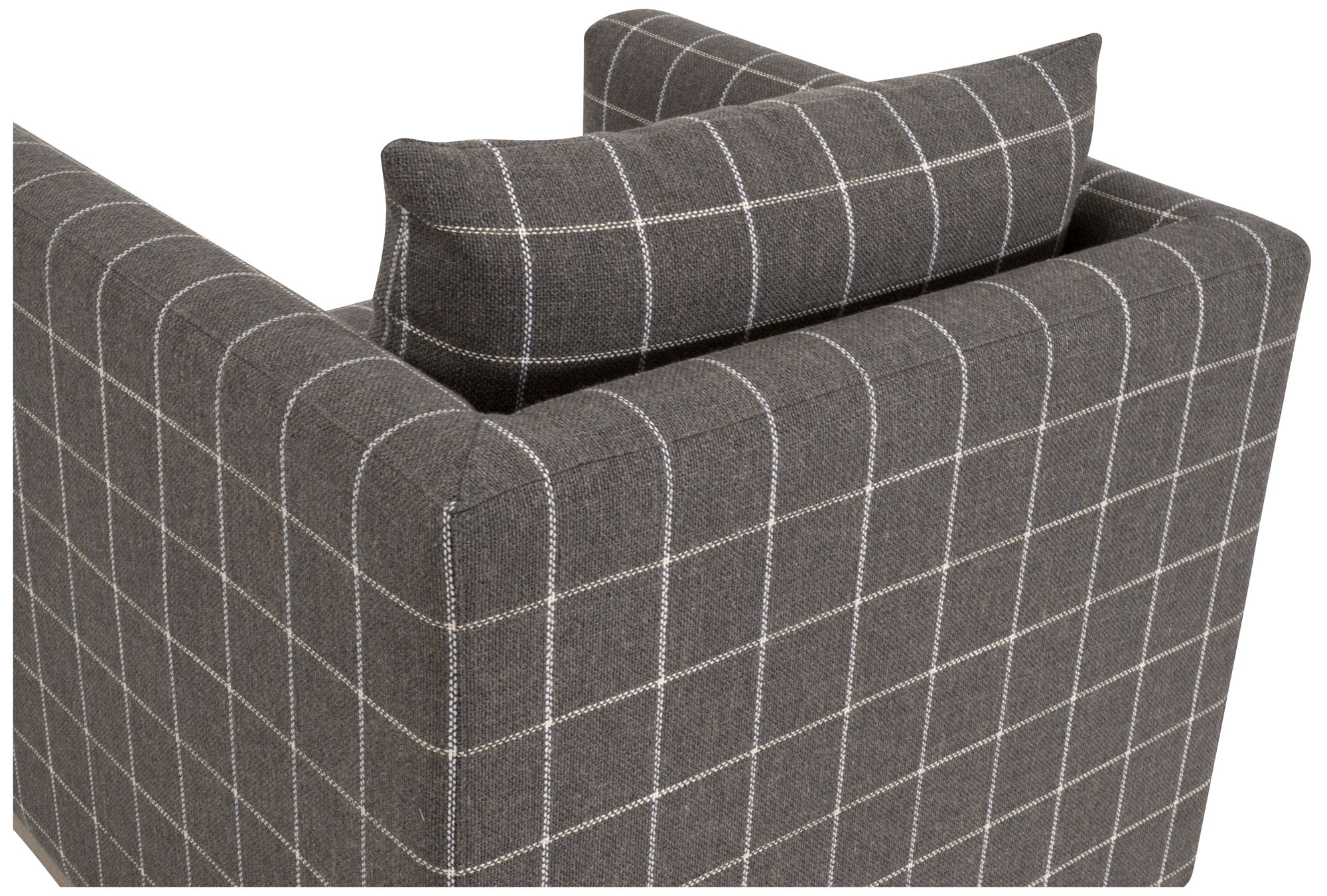 Siena Plinth Base Swivel Club Chair, Performance Windowpane Steel