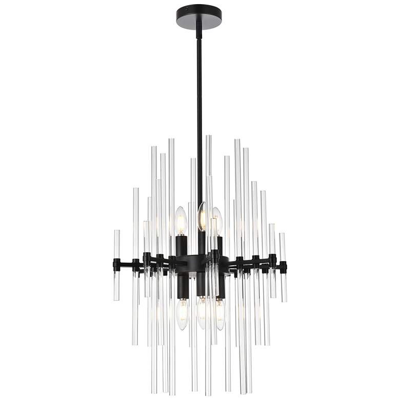 Image 1 Sienna 17 inch Crystal Rod Pendant In Black