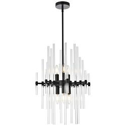 Sienna 17" Crystal Rod Pendant In Black