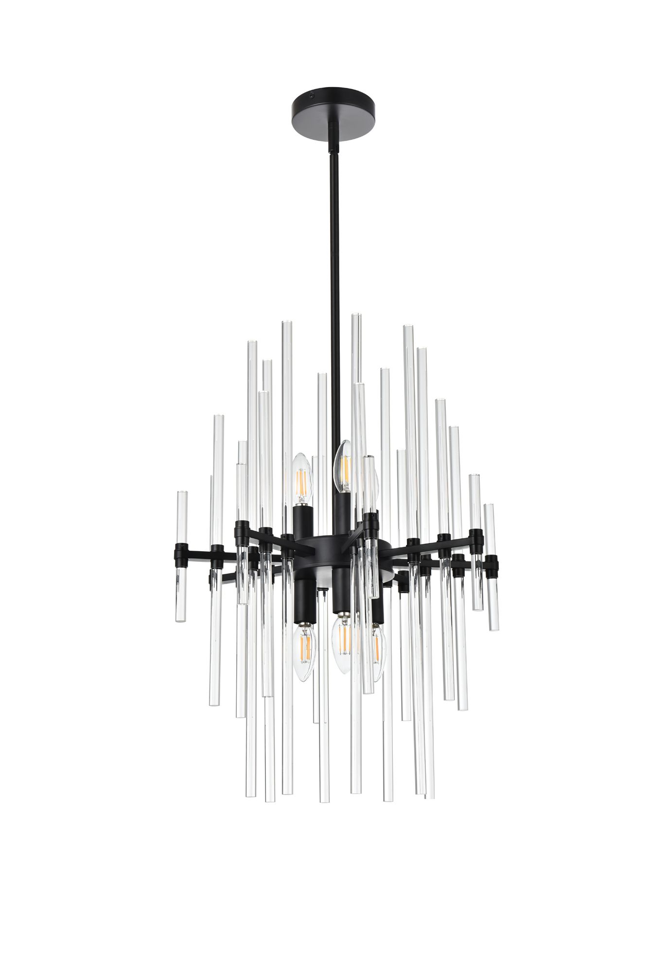 Sienna 17" Crystal Rod Pendant In Black