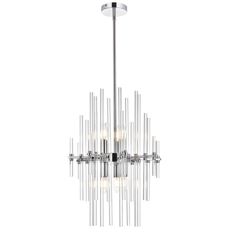 Image 3 Sienna 17" Wide Chrome and Clear Glass 6-Light Pendant