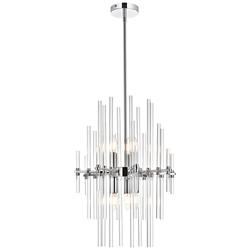 Sienna 17" Wide Chrome and Clear Glass 6-Light Pendant