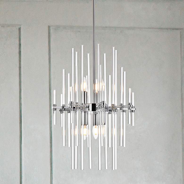 Image 2 Sienna 17" Wide Chrome and Clear Glass 6-Light Pendant