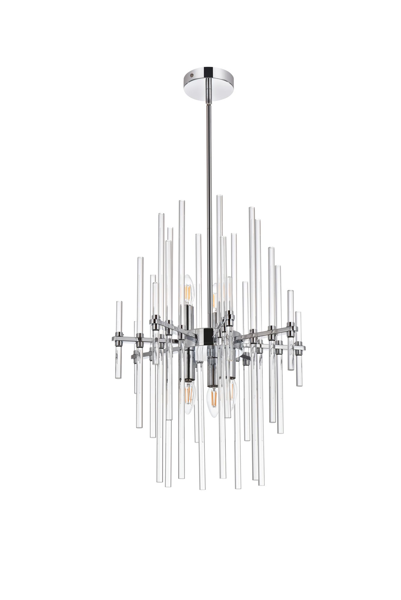 Sienna 17" Wide Chrome and Clear Glass 6-Light Pendant in scene
