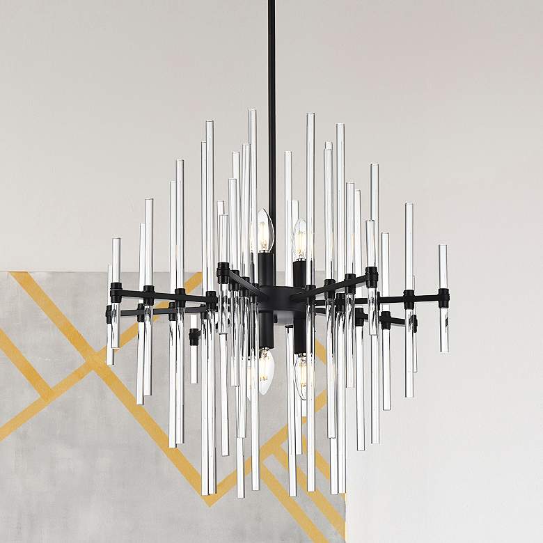 Image 1 Sienna 22 3/4" Wide Black 6-Light Diamond Chandelier