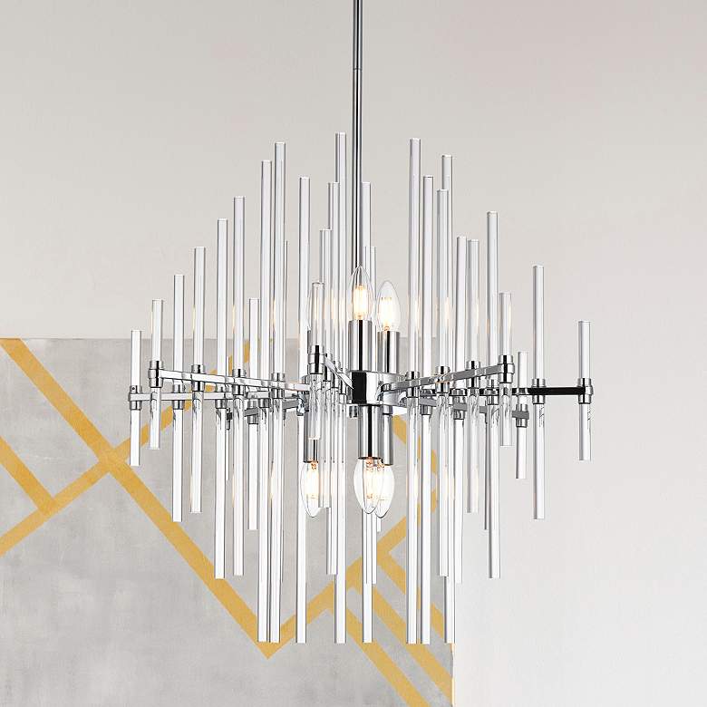 Image 2 Sienna 23" Wide Chrome and Clear Glass 6-Light Pendant