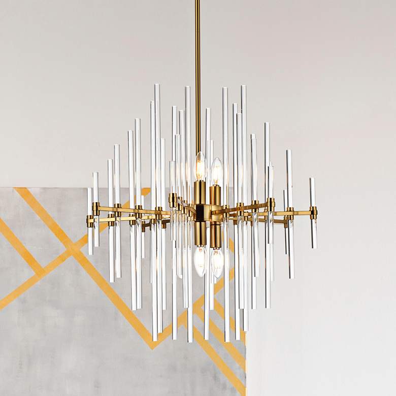 Image 1 Sienna 23" Wide Gold and Clear Glass 6-Light Pendant