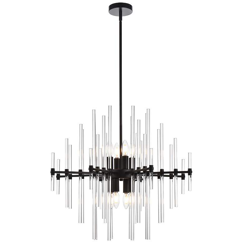 Image 2 Sienna 27" Wide Black and Clear Glass 8-Light Pendant