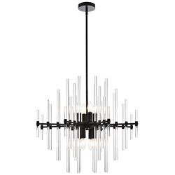 Sienna 27" Wide Black and Clear Glass 8-Light Pendant