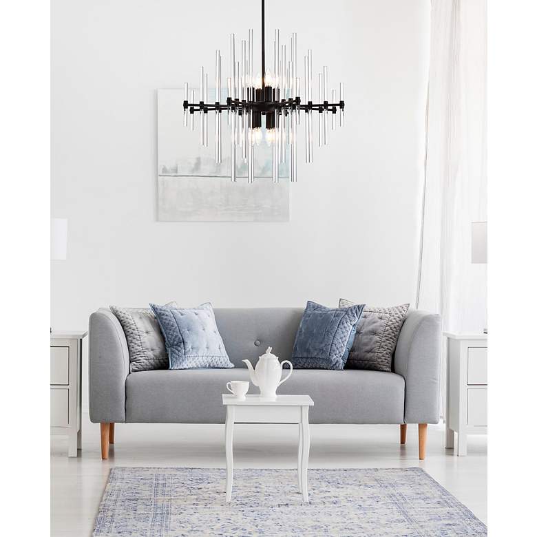 Image 3 Sienna 27" Wide Black and Clear Glass 8-Light Pendant more views