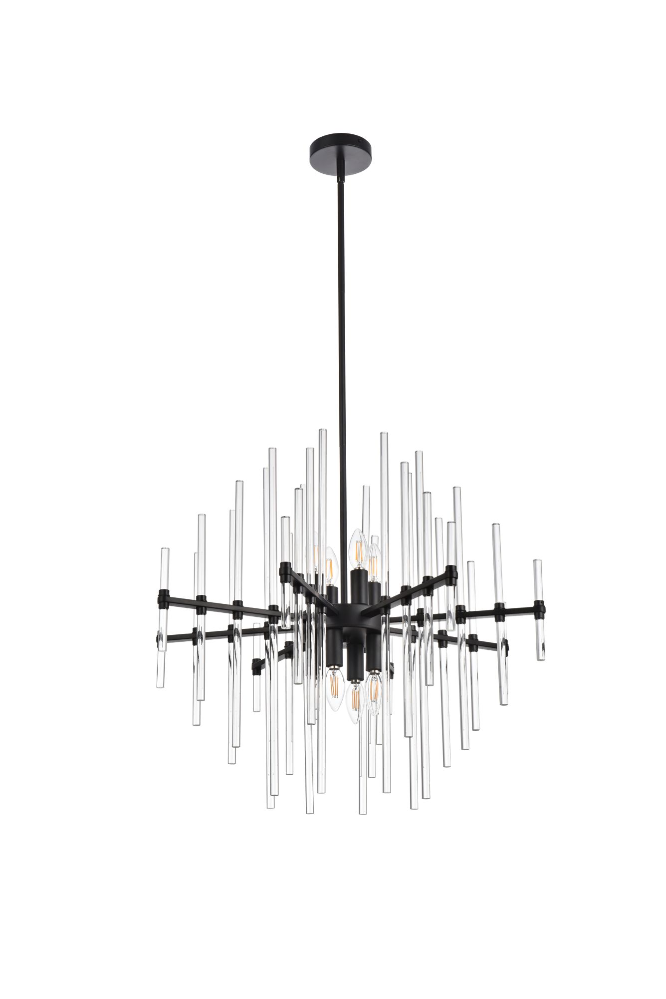 Sienna 27" Wide Black and Clear Glass 8-Light Pendant
