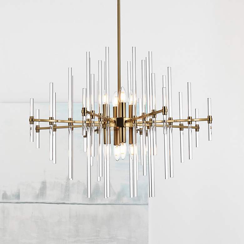 Image 2 Sienna 27" Wide Gold and Clear Glass 8-Light Pendant