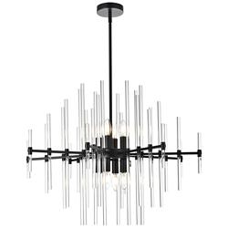 Sienna 31" Crystal Rod Pendant In Black