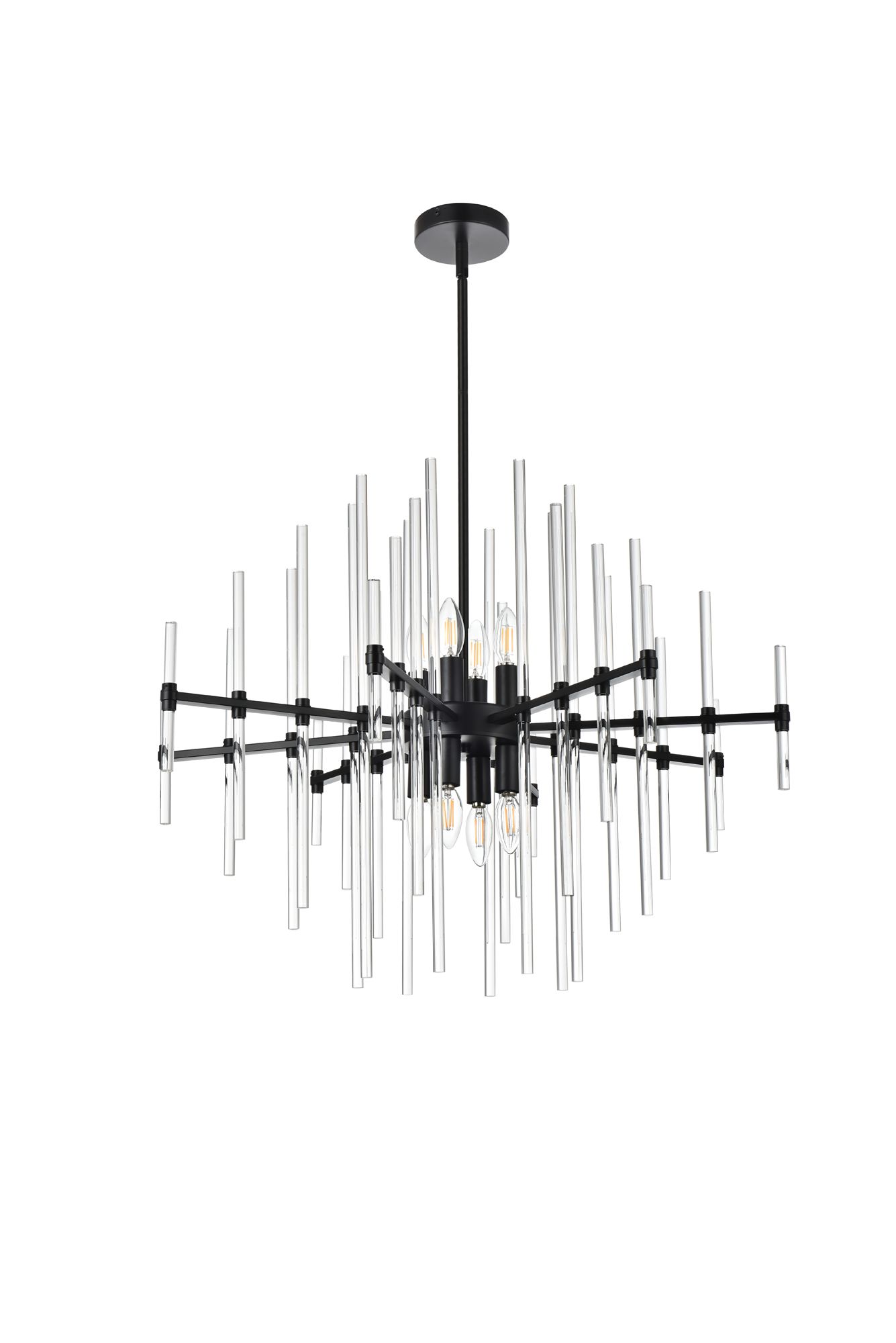 Sienna 31" Wide Black and Clear Crystal 8-Light Chandelier