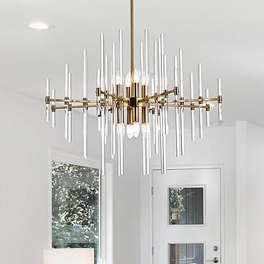 Sienna 31" Wide Gold Metal Clear Glass 8-Light Pendant