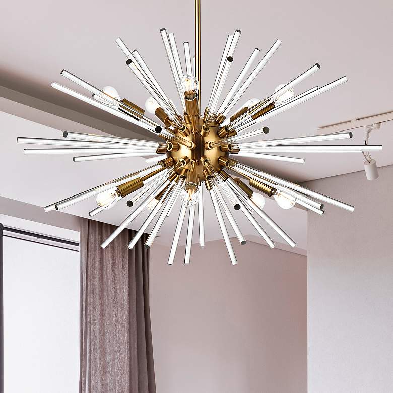 Image 2 Sienna 32" Wide Gold 10-Light Sputnik Pendant