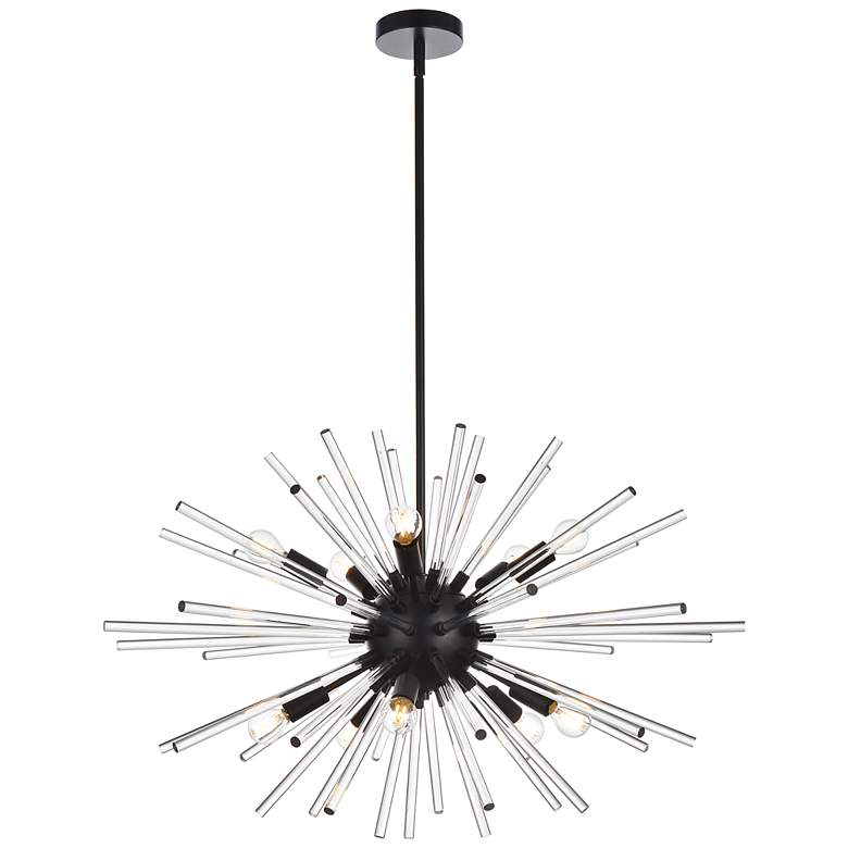 Image 3 Sienna 32"W Black and Clear Glass Sputnik 10-Light Pendant
