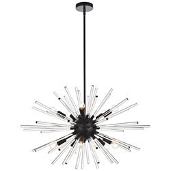 Sienna 32"W Black and Clear Glass Sputnik 10-Light Pendant