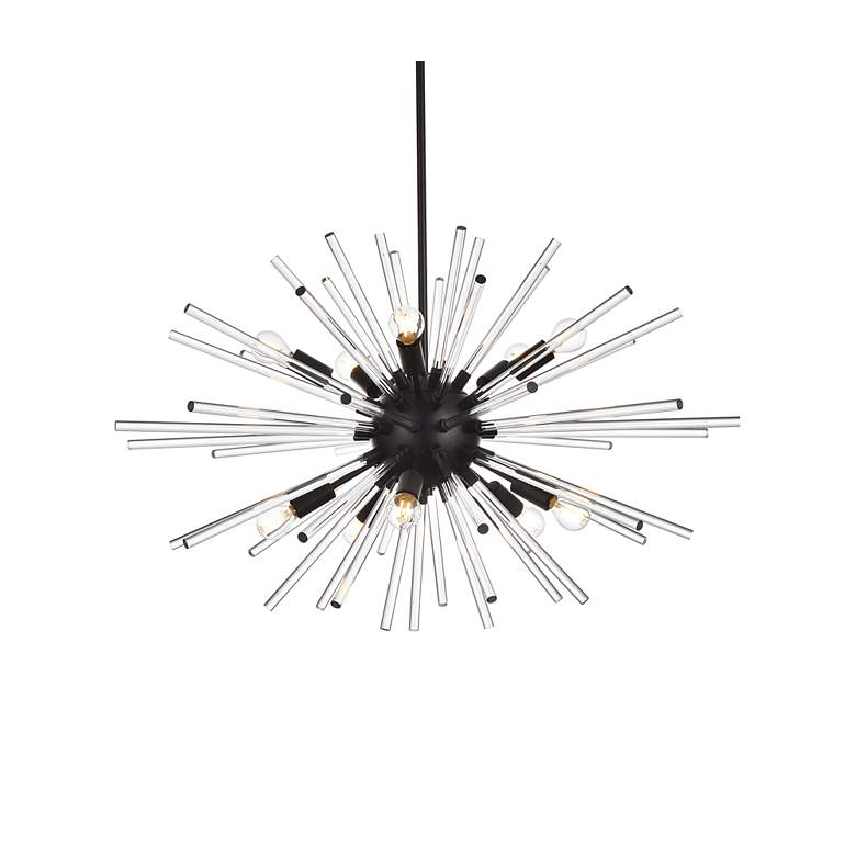 Image 5 Sienna 32"W Black and Clear Glass Sputnik 10-Light Pendant more views