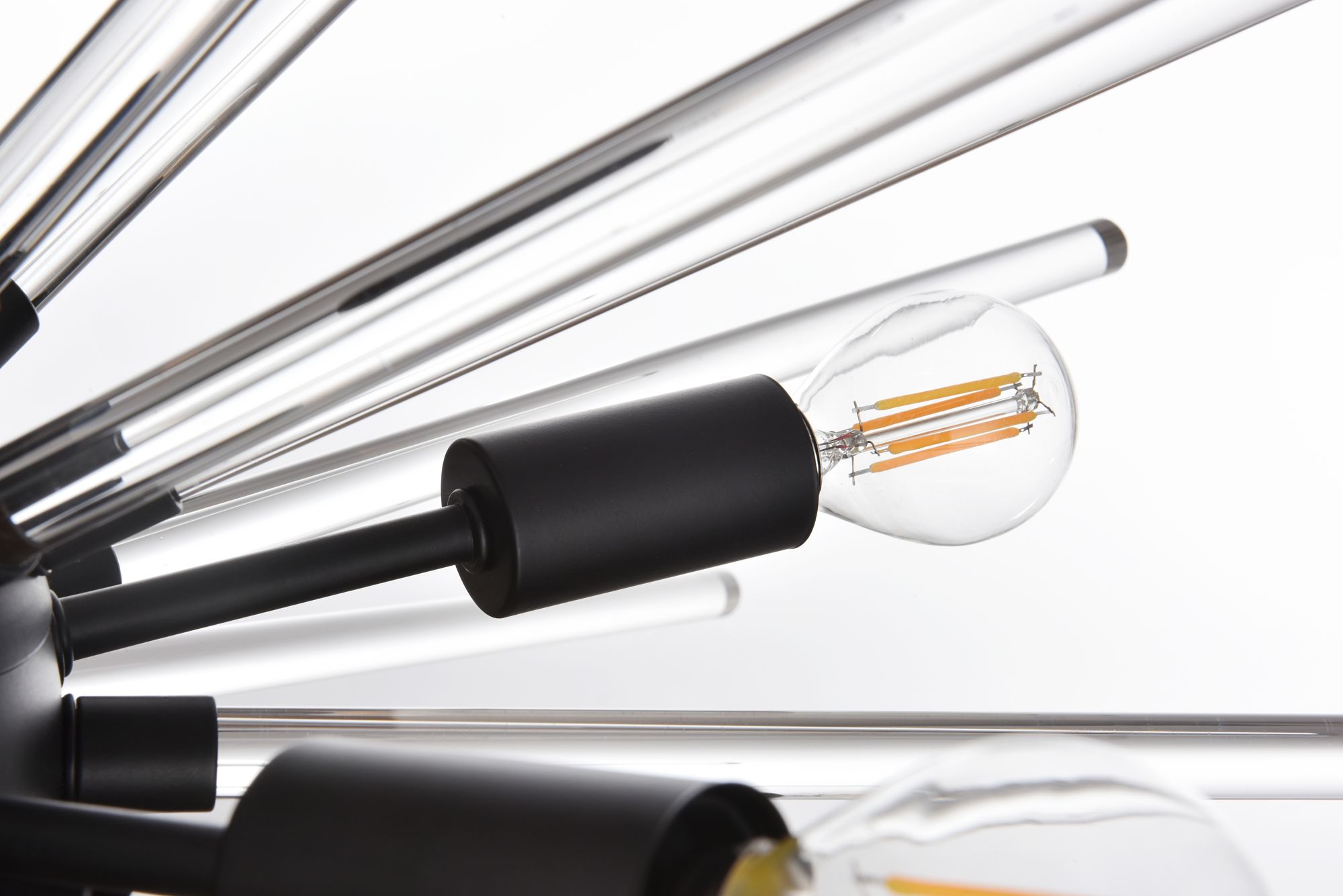 Sienna 32"W Black and Clear Glass Sputnik 10-Light Pendant in scene