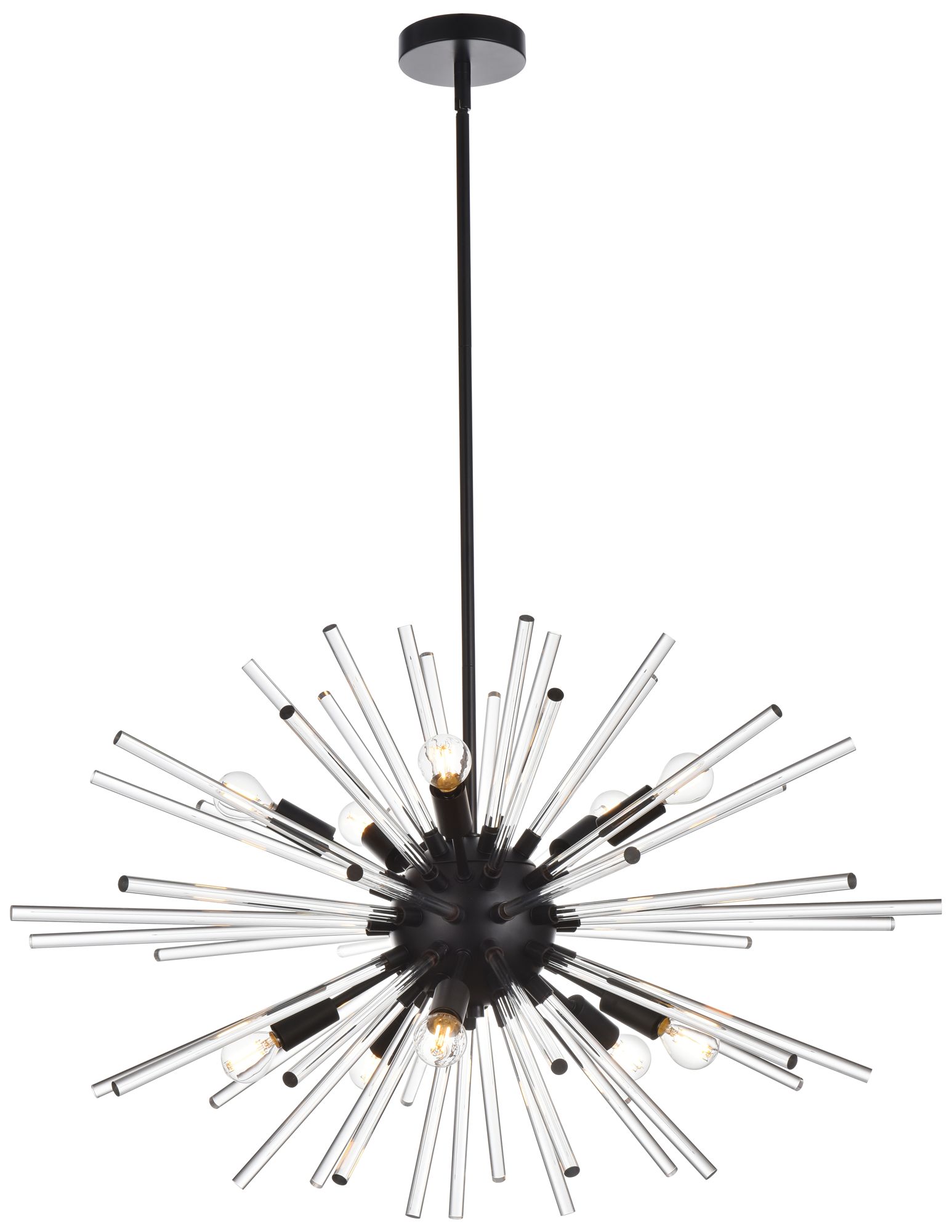 Sienna 36" Crystal Rod Pendant In Black