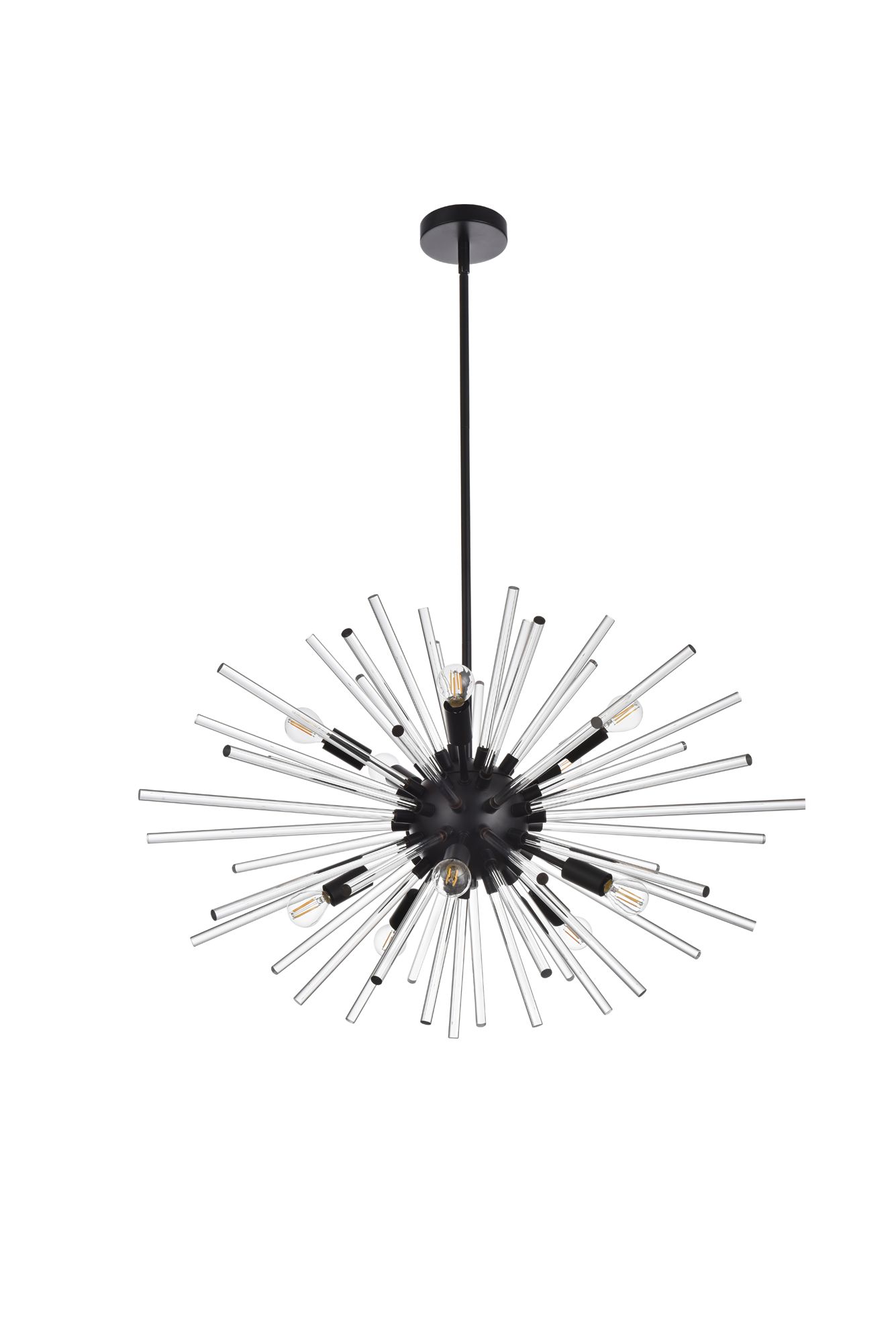 Sienna 36" Crystal Rod Pendant In Black