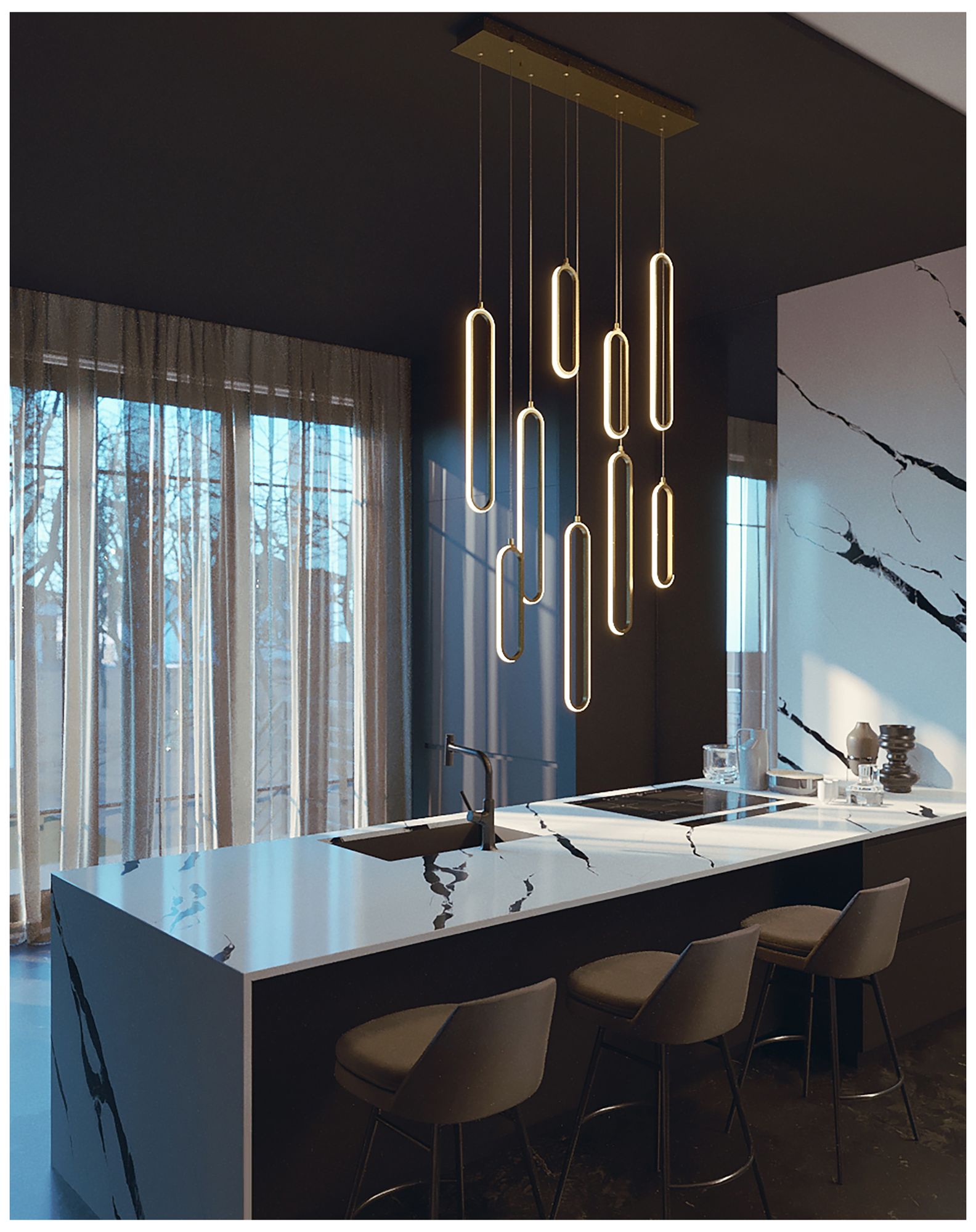 Image 3 Sienna 4.75" Wide Gold LED Linear Pendant - Made to Order more views