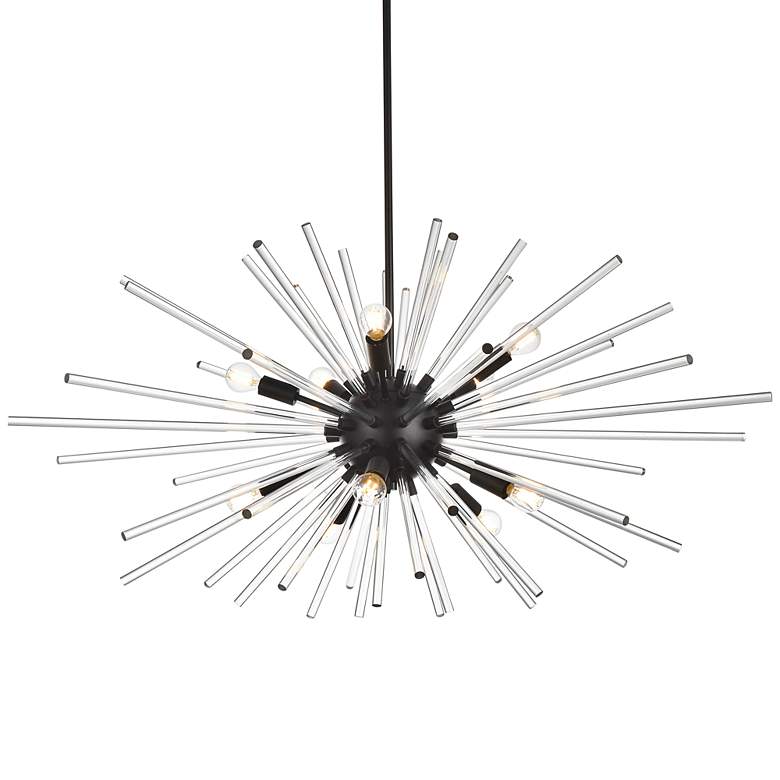 Image 3 Sienna 46"W Black Metal Clear Glass 10-Light Sputnik Pendant
