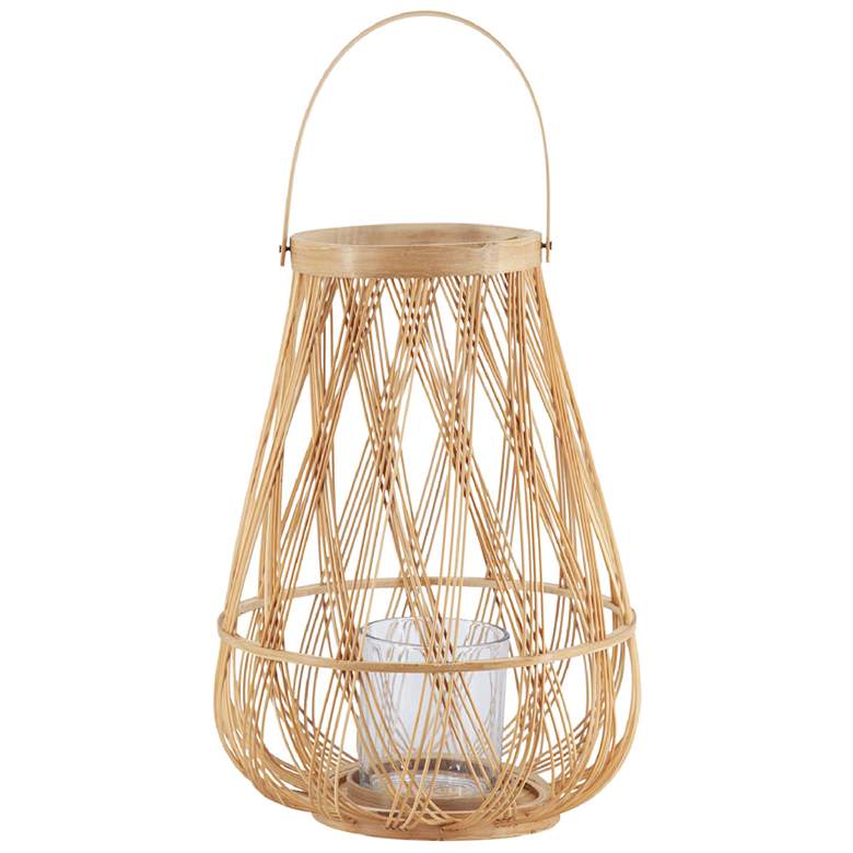 Image 1 Sienna Bamboo Lantern with Handle - 9.5 inchDia. x 13.5 inch - Beige