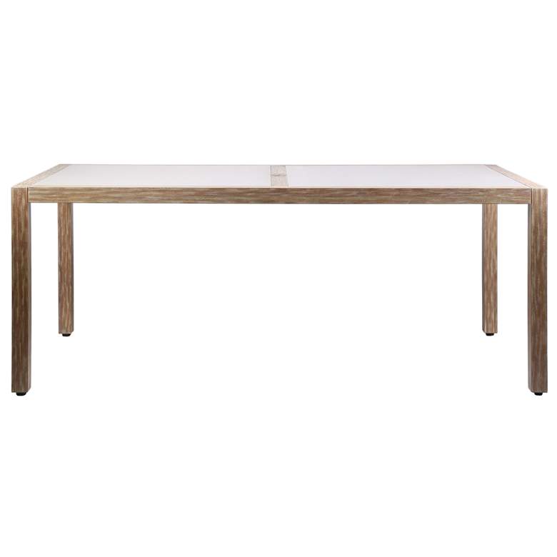 Image 1 Sienna Outdoor Eucalyptus Dining Table with Grey Teak Finish, Super Stone