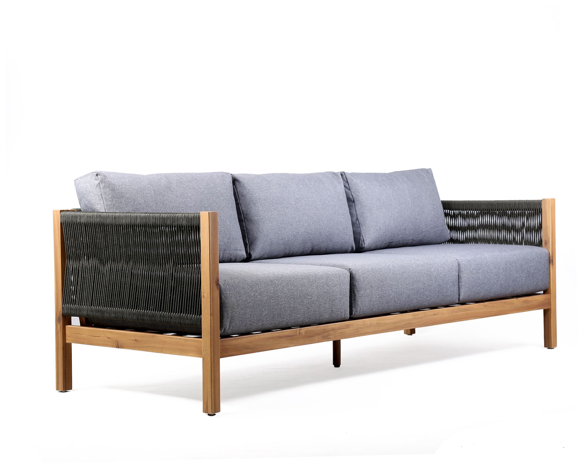 Image 3 Sienna Outdoor Eucalyptus Sofa in Teak Finish with Grey Cushions more views