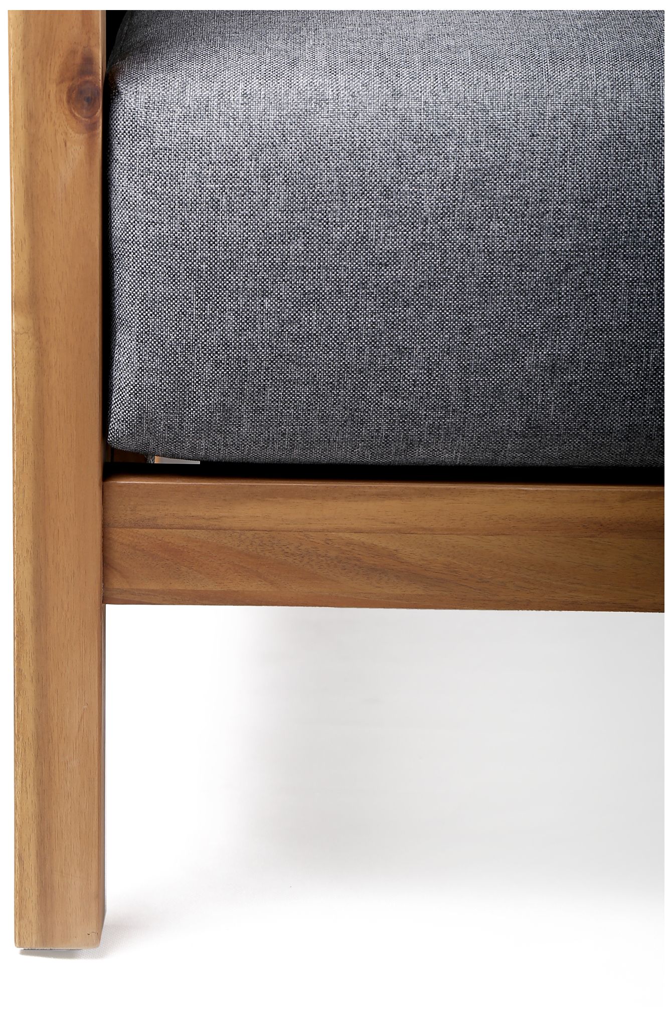 Sienna Outdoor Eucalyptus Sofa in Teak Finish with Grey Cushions