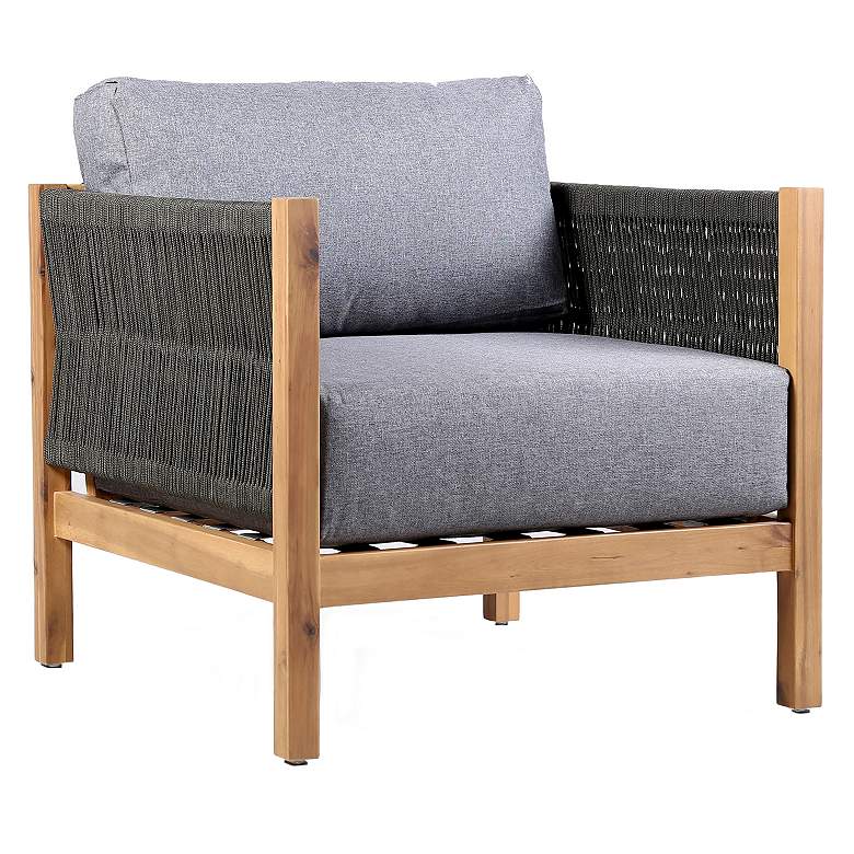Image 1 Sienna Outdoor Lounge Chair in Teak Finish with Cushion and Eucalyptus Wood