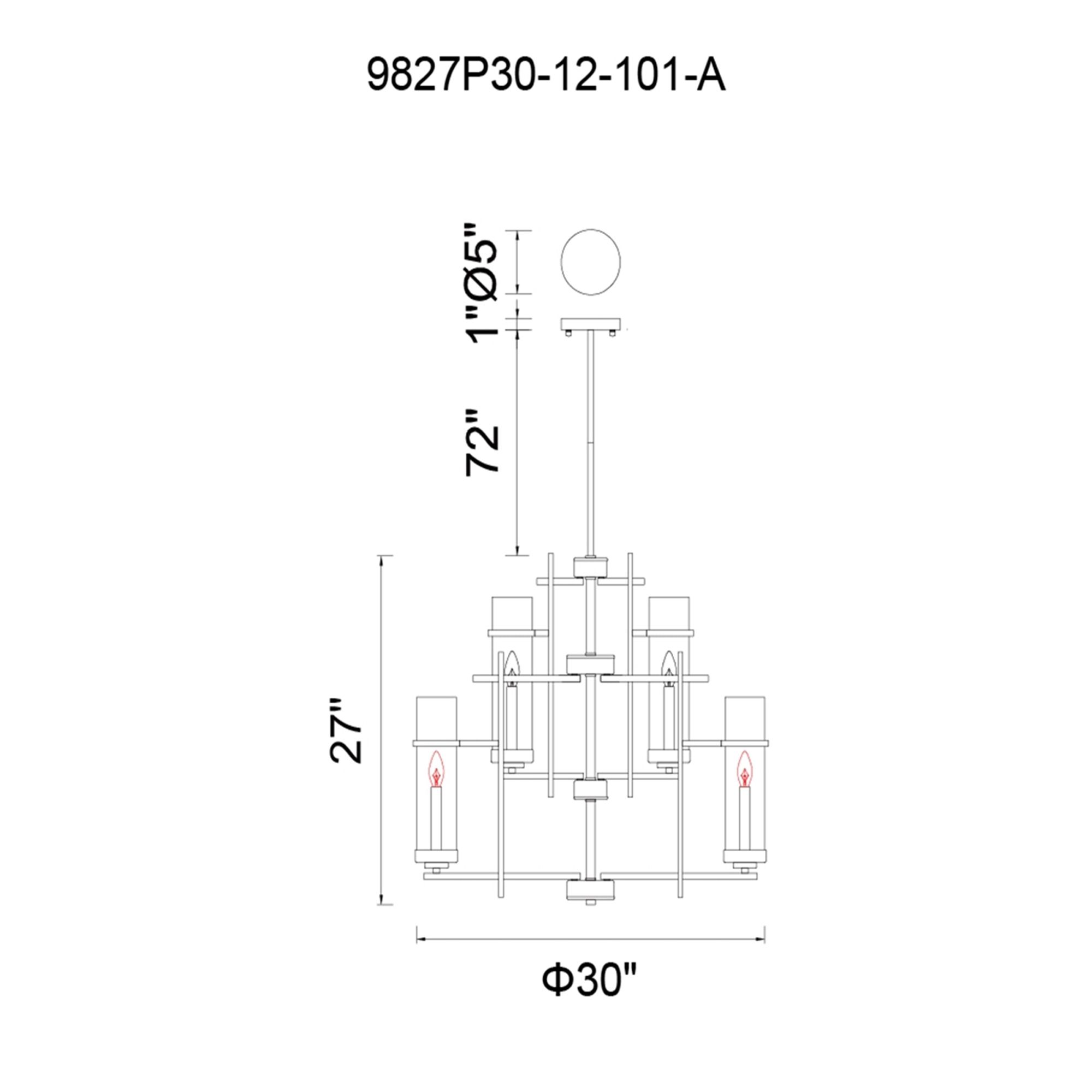 Image 7 Sierra 12 Light 30in Black Chandelier more views