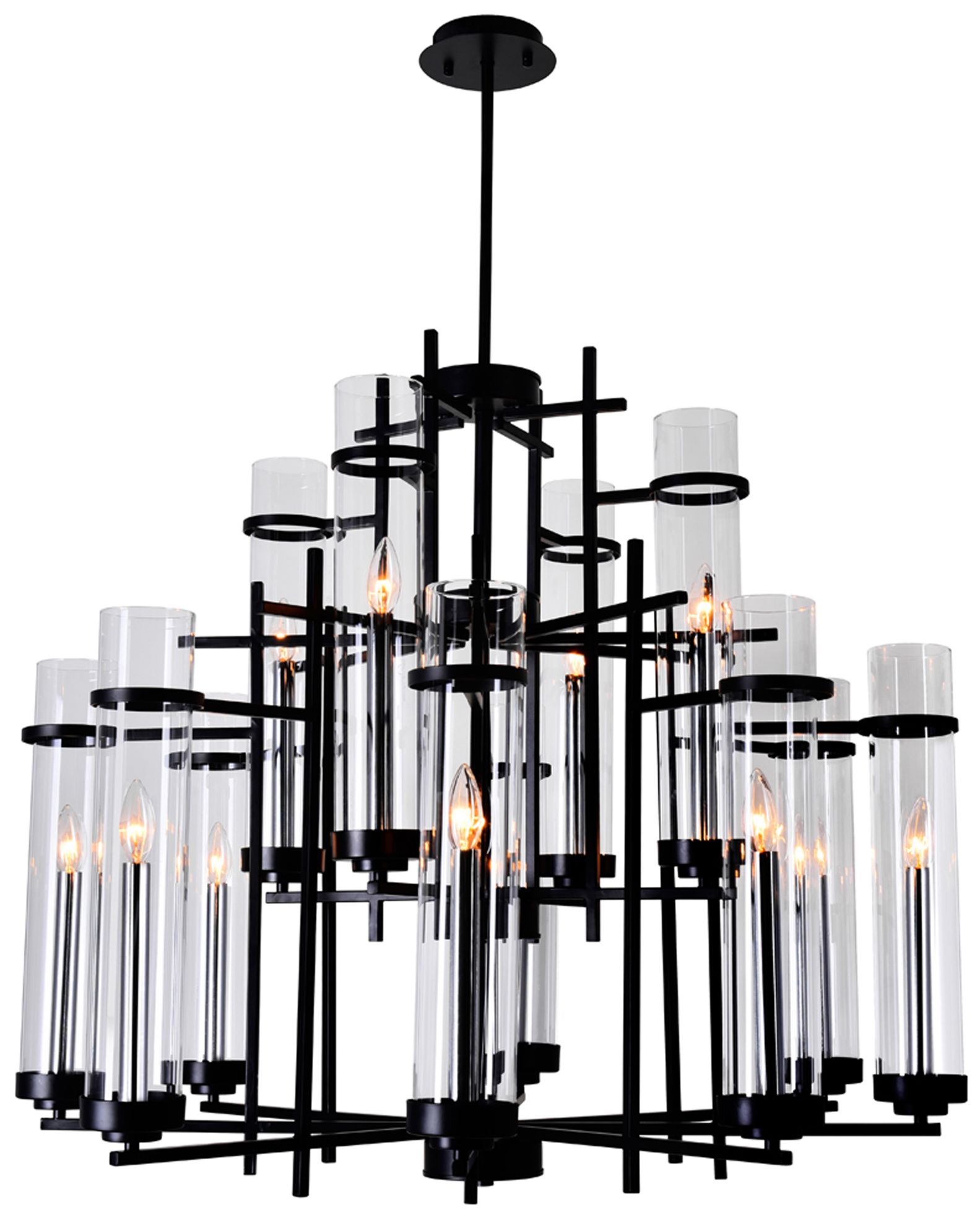 Sierra 12 Light 38in Black Chandelier