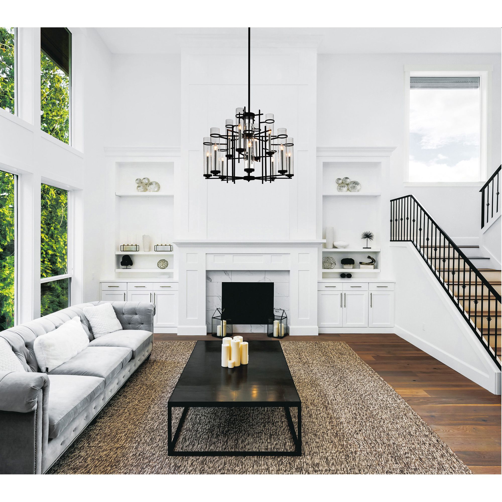 Sierra 12 Light 38in Black Chandelier