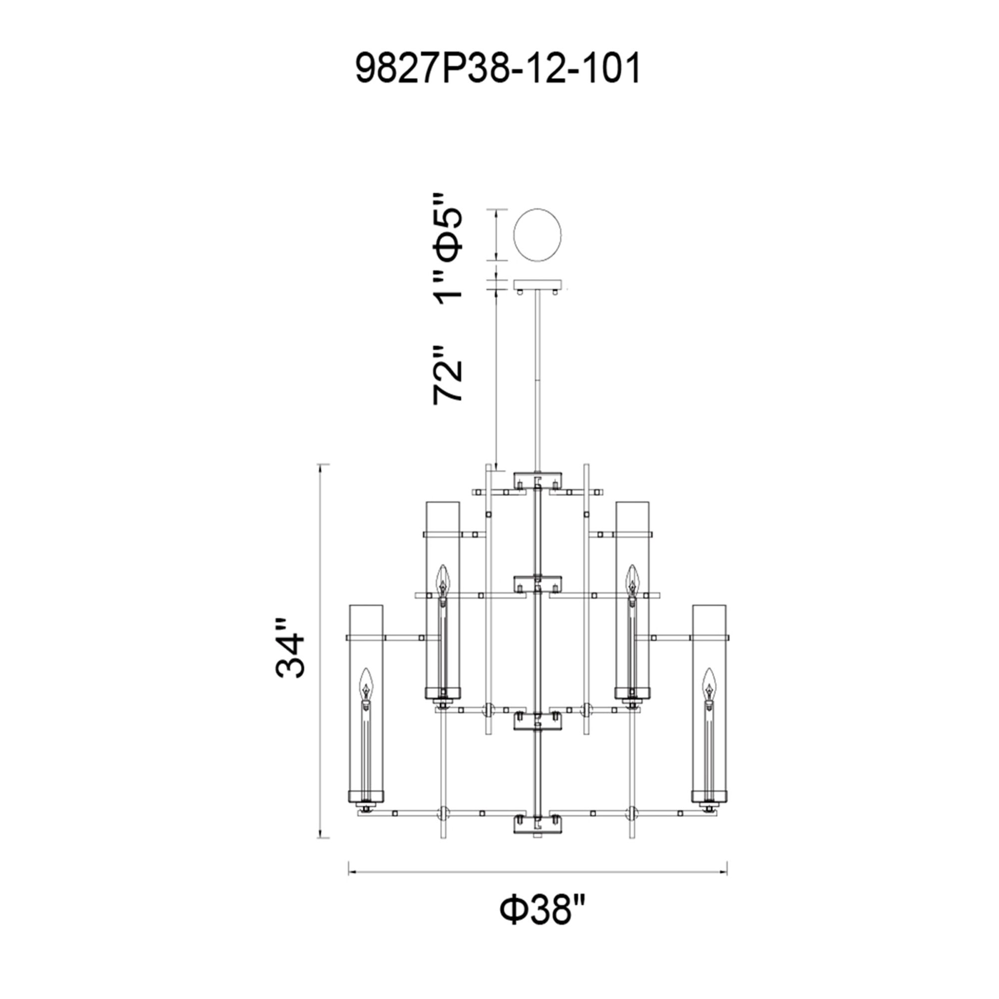 Sierra 12 Light 38in Black Chandelier