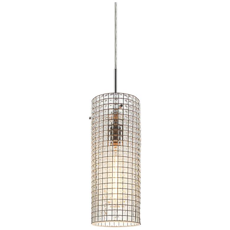 Image 1 Sierra 2 5 inch Matte Chrome Pendant w/ Clear Glass with Wire Mesh Shade