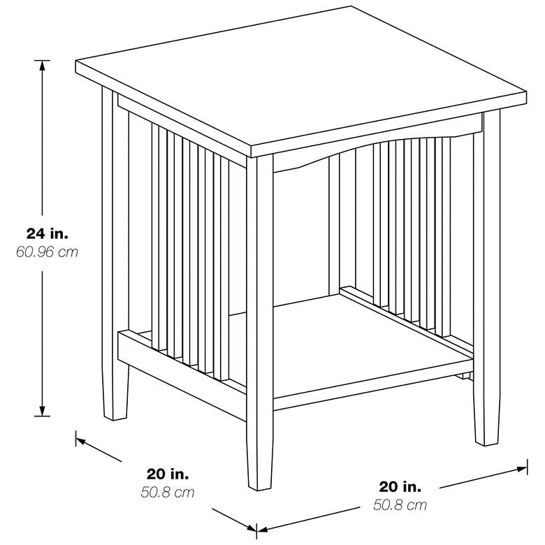 Image 4 Sierra 20 inch Wide Ash Wood 1-Shelf Square Side Table more views