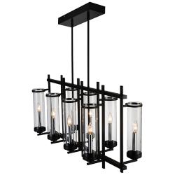 Sierra 38" Wide Black 8-Light Linear Chandelier