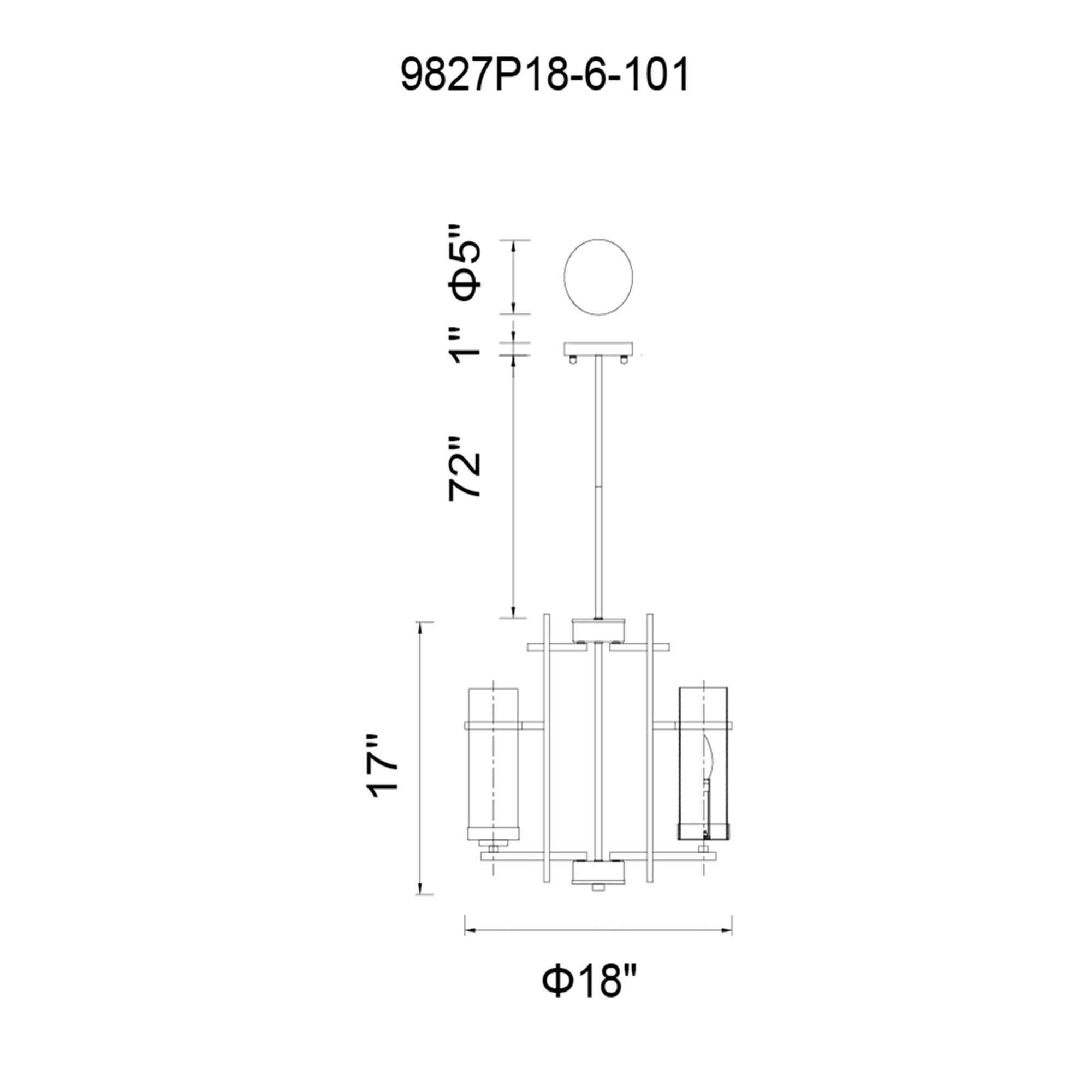 Image 6 Sierra 6 Light 18in Black Chandelier more views