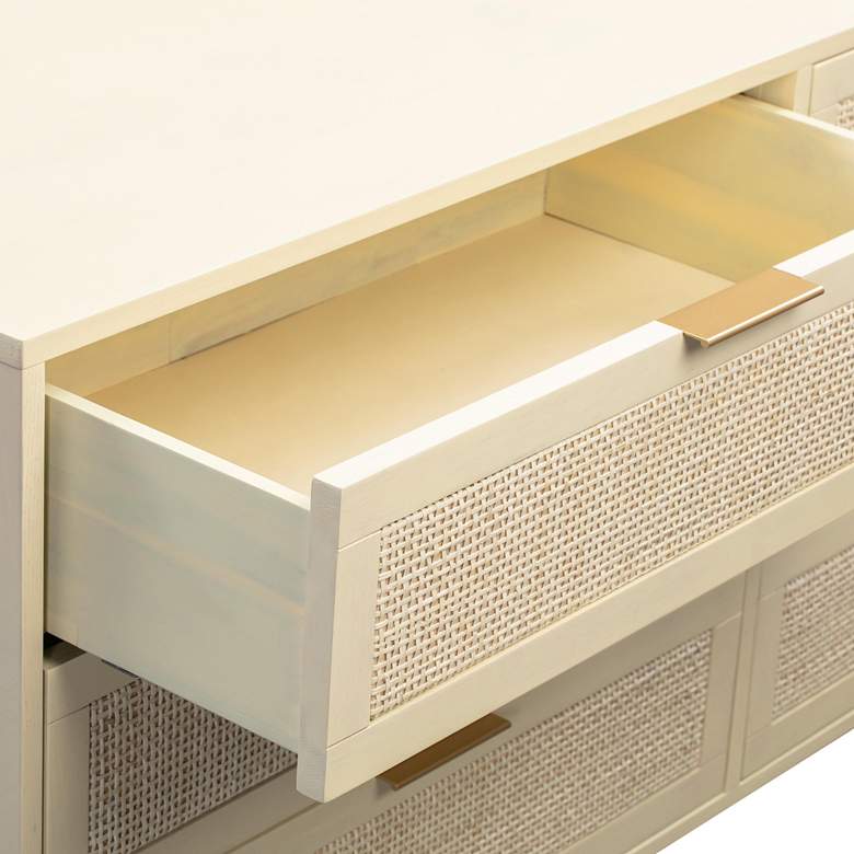 Image 5 Sierra 60" Wide Buttermilk Rubberwood and Iron 6-Drawer Dresser more views
